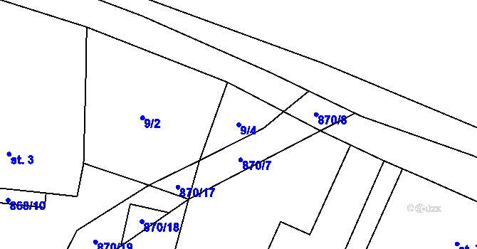Parcela st. 9/4 v KÚ Blažim, Katastrální mapa