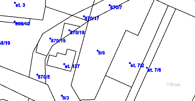 Parcela st. 9/5 v KÚ Blažim, Katastrální mapa