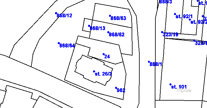 Parcela st. 24 v KÚ Blažim, Katastrální mapa