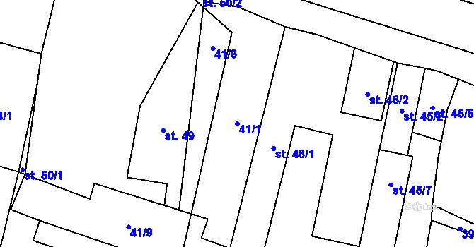 Parcela st. 41/1 v KÚ Blažim, Katastrální mapa