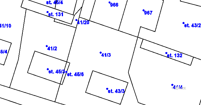 Parcela st. 41/3 v KÚ Blažim, Katastrální mapa