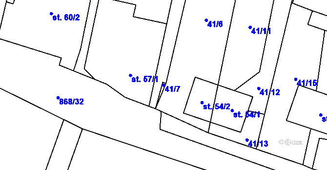 Parcela st. 41/7 v KÚ Blažim, Katastrální mapa