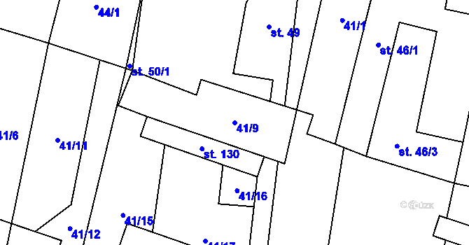 Parcela st. 41/9 v KÚ Blažim, Katastrální mapa
