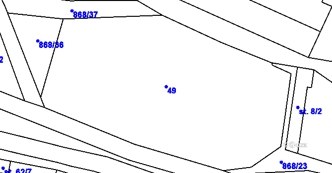 Parcela st. 49 v KÚ Blažim, Katastrální mapa