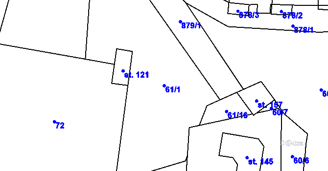 Parcela st. 61/1 v KÚ Blažim, Katastrální mapa