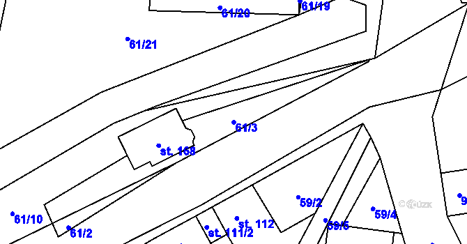 Parcela st. 61/3 v KÚ Blažim, Katastrální mapa