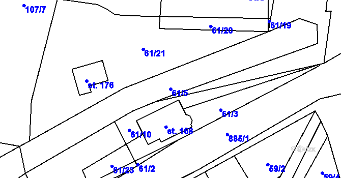 Parcela st. 61/5 v KÚ Blažim, Katastrální mapa