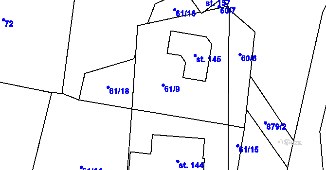 Parcela st. 61/9 v KÚ Blažim, Katastrální mapa