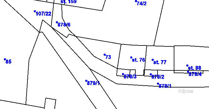 Parcela st. 73 v KÚ Blažim, Katastrální mapa