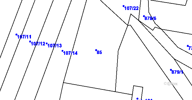 Parcela st. 85 v KÚ Blažim, Katastrální mapa