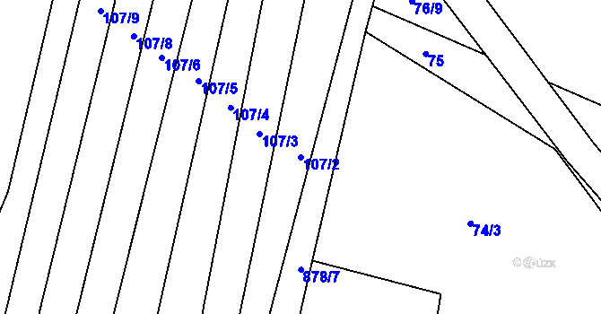 Parcela st. 107/2 v KÚ Blažim, Katastrální mapa
