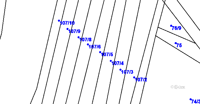 Parcela st. 107/5 v KÚ Blažim, Katastrální mapa
