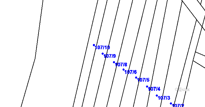 Parcela st. 107/9 v KÚ Blažim, Katastrální mapa