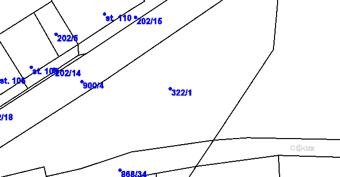 Parcela st. 322/1 v KÚ Blažim, Katastrální mapa