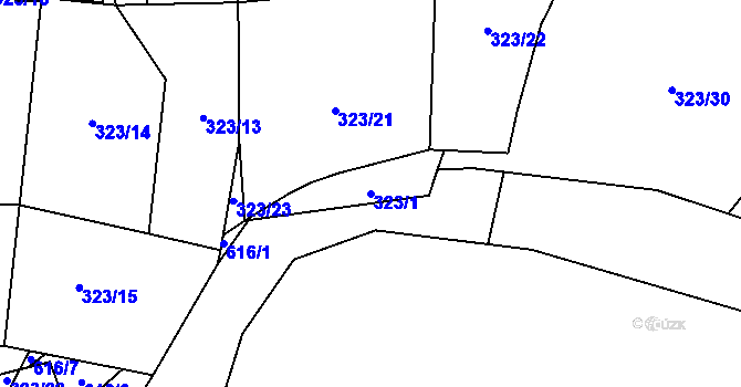 Parcela st. 323/1 v KÚ Blažim, Katastrální mapa