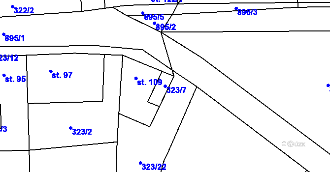 Parcela st. 323/7 v KÚ Blažim, Katastrální mapa