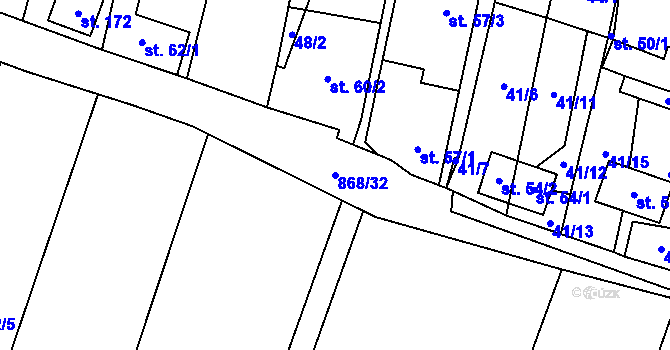 Parcela st. 868/32 v KÚ Blažim, Katastrální mapa