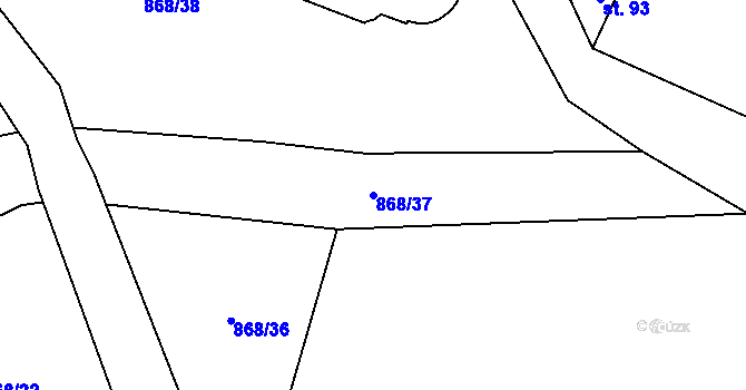 Parcela st. 868/37 v KÚ Blažim, Katastrální mapa