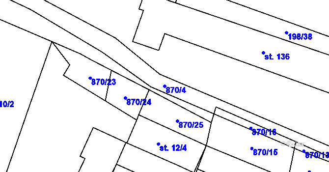 Parcela st. 870/4 v KÚ Blažim, Katastrální mapa