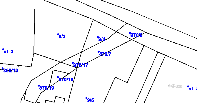 Parcela st. 870/7 v KÚ Blažim, Katastrální mapa