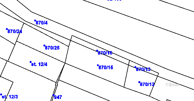 Parcela st. 870/16 v KÚ Blažim, Katastrální mapa