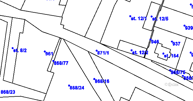 Parcela st. 871/1 v KÚ Blažim, Katastrální mapa