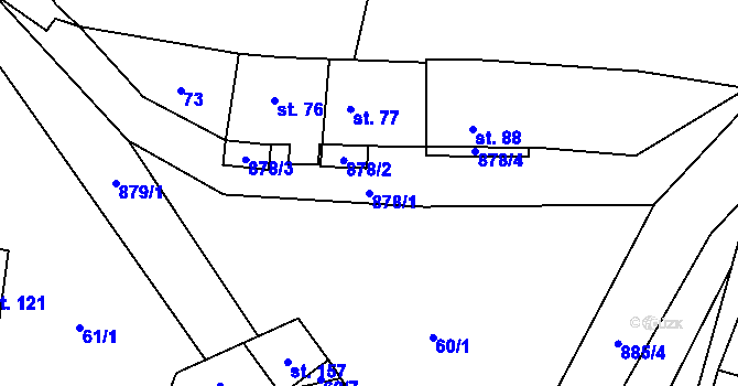 Parcela st. 878/1 v KÚ Blažim, Katastrální mapa