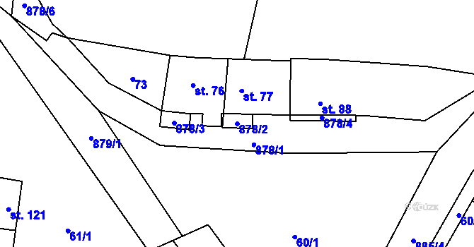Parcela st. 878/2 v KÚ Blažim, Katastrální mapa