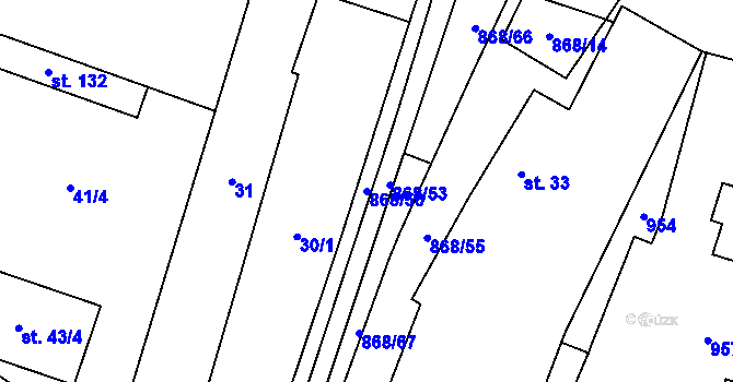 Parcela st. 868/50 v KÚ Blažim, Katastrální mapa