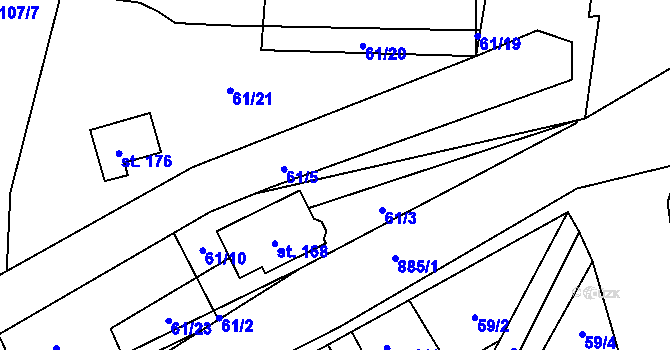 Parcela st. 61/12 v KÚ Blažim, Katastrální mapa