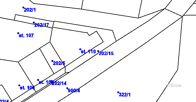 Parcela st. 202/15 v KÚ Blažim, Katastrální mapa