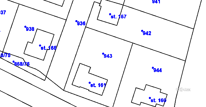 Parcela st. 943 v KÚ Blažim, Katastrální mapa