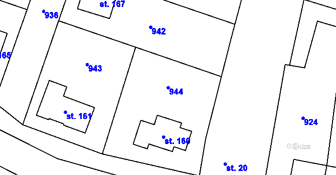 Parcela st. 944 v KÚ Blažim, Katastrální mapa