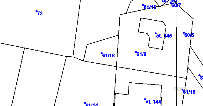 Parcela st. 61/18 v KÚ Blažim, Katastrální mapa