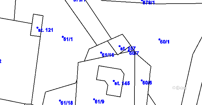 Parcela st. 61/16 v KÚ Blažim, Katastrální mapa