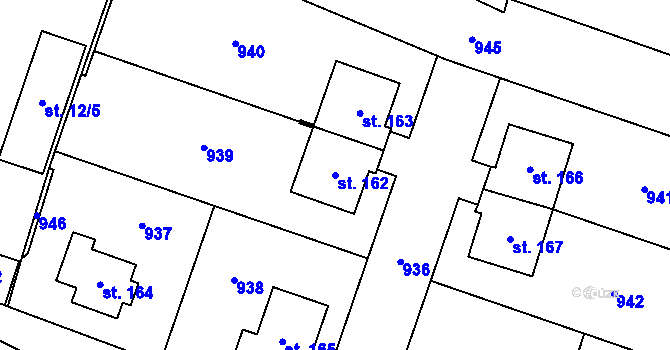 Parcela st. 162 v KÚ Blažim, Katastrální mapa