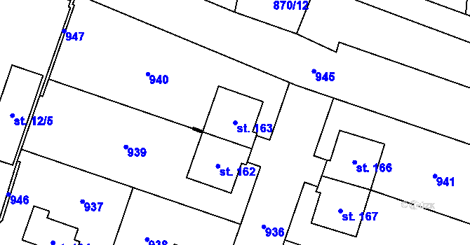 Parcela st. 163 v KÚ Blažim, Katastrální mapa