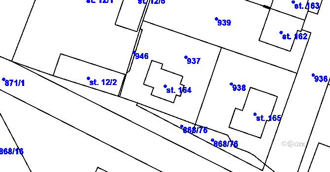 Parcela st. 164 v KÚ Blažim, Katastrální mapa
