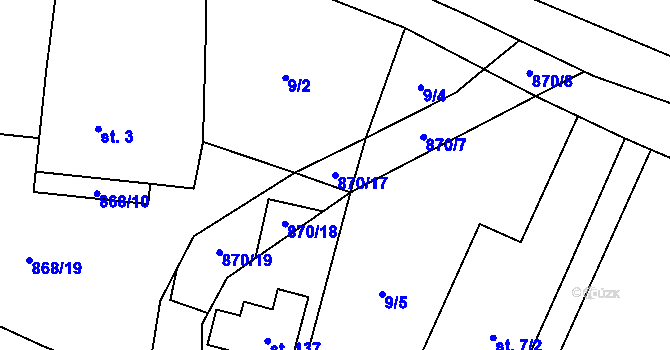 Parcela st. 870/17 v KÚ Blažim, Katastrální mapa