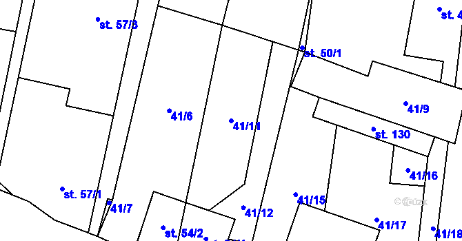 Parcela st. 41/11 v KÚ Blažim, Katastrální mapa