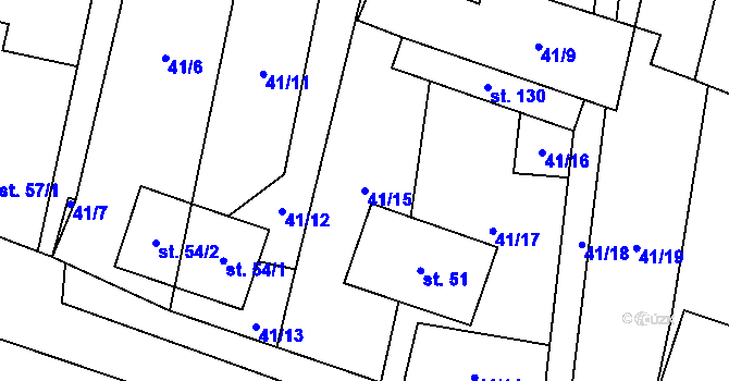 Parcela st. 41/15 v KÚ Blažim, Katastrální mapa