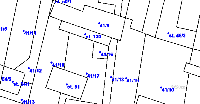 Parcela st. 41/16 v KÚ Blažim, Katastrální mapa