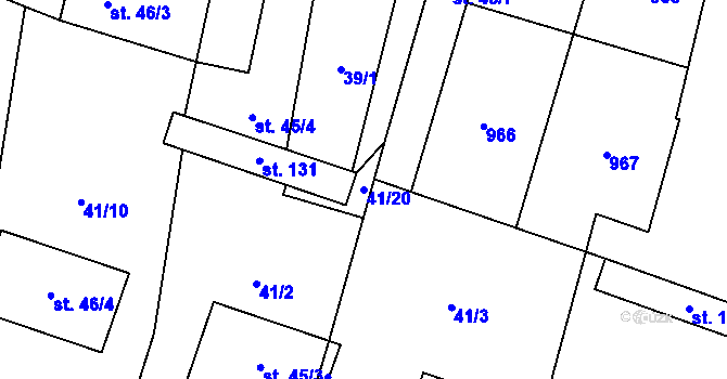 Parcela st. 41/20 v KÚ Blažim, Katastrální mapa