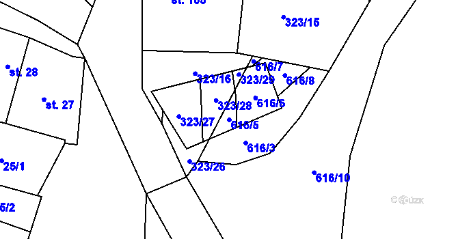 Parcela st. 616/5 v KÚ Blažim, Katastrální mapa