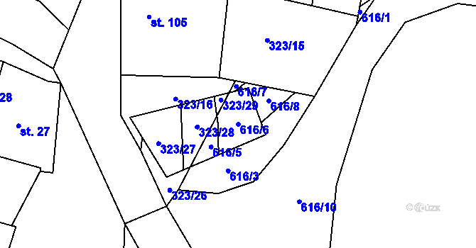 Parcela st. 616/6 v KÚ Blažim, Katastrální mapa