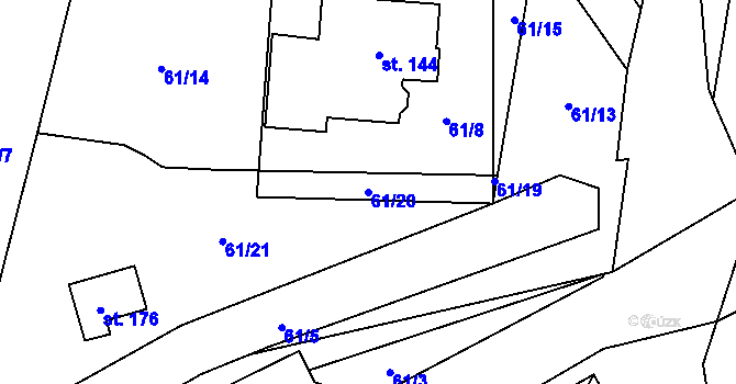 Parcela st. 61/20 v KÚ Blažim, Katastrální mapa