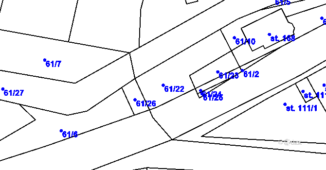 Parcela st. 61/22 v KÚ Blažim, Katastrální mapa