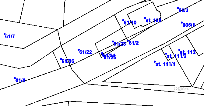 Parcela st. 61/24 v KÚ Blažim, Katastrální mapa