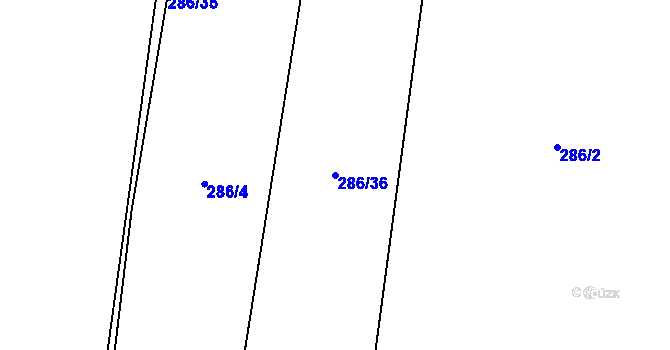 Parcela st. 286/36 v KÚ Blažim, Katastrální mapa