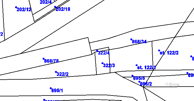 Parcela st. 322/4 v KÚ Blažim, Katastrální mapa